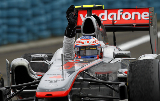 Button Wins a Rainy Race in Hungary Button Wins a Rainy Race in Hungary