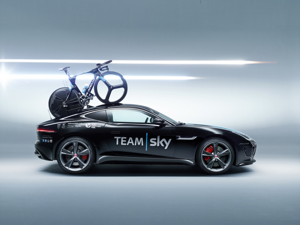 Normally teams use station wagons with larger space, in Team Sky's case, the Jaguar XF Sportbrake Normally teams use station wagons with larger space, in Team Sky's case, the Jaguar XF Sportbrake