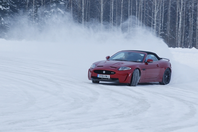 Jaguar XKR-S Takes a Drive Through the Finnish Snow