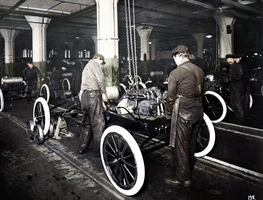 In 1913, Ford began producing cars on the moving assembly line