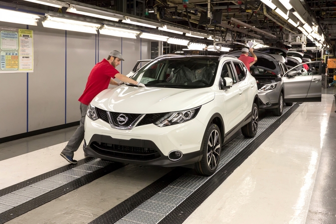 The Qashqai is being produced in Sunderland in 24-hour shifts The Qashqai is being produced in Sunderland in 24-hour shifts