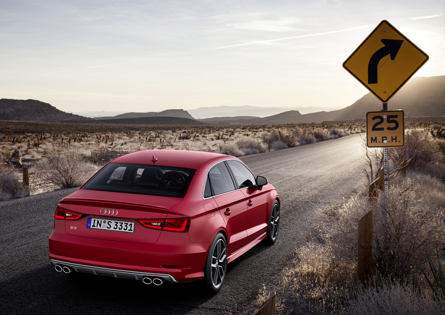 The S3 gets a spoiler and body upgrades over the standard car