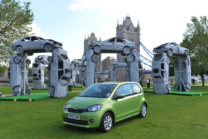 The Stonehenge replica is made completely from recycled car parts