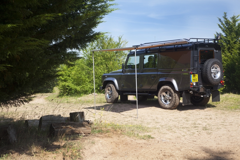 The truck has extra lighting and a winch system to launch a boat