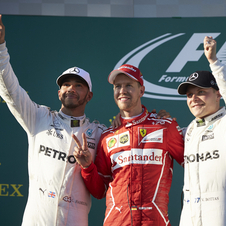 Hamilton finished second and Bottas third