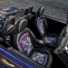 The leather seats also have a floral pattern. 