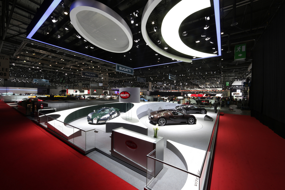 Bugatti brought the three special cars to its booth at Geneva