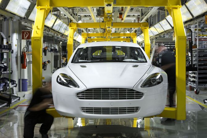 First Rapide leaving the Aston Martin assembly line First Rapide leaving the Aston Martin assembly line