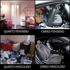 The differences between a man and woman's car and bedroom.