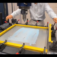 The system uses two tools opposite each other to create a part
